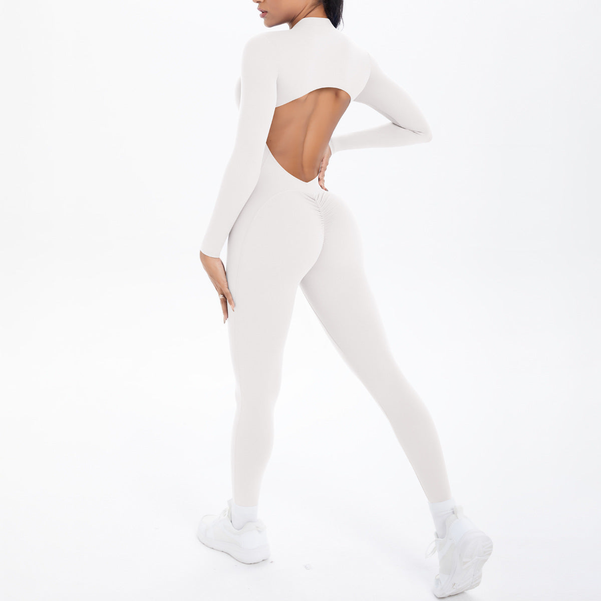 Half-Zip High Waist Yoga Jumpsuit