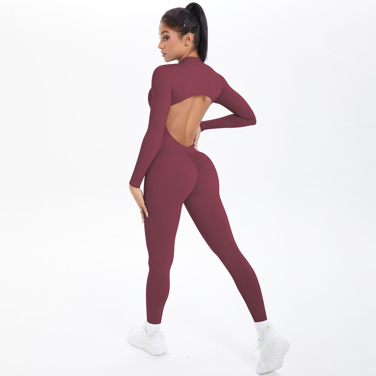 Half-Zip High Waist Yoga Jumpsuit
