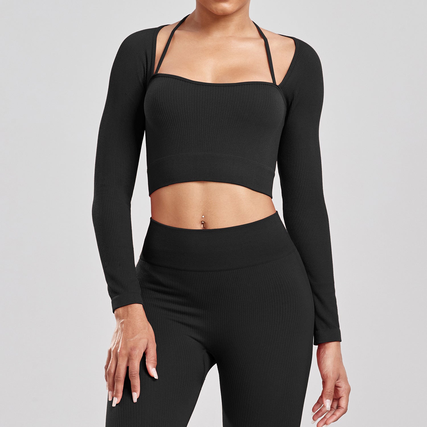Seamless Ribbed Long Sleeve Yoga Top