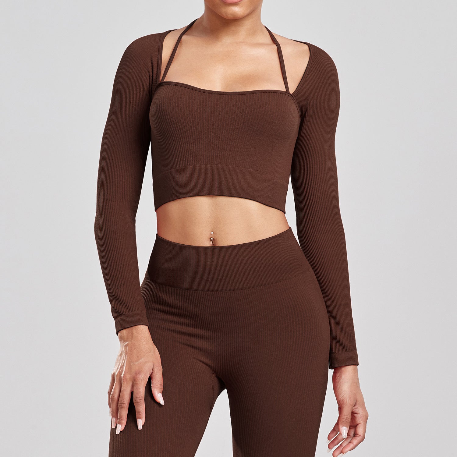 Seamless Ribbed Long Sleeve Yoga Top