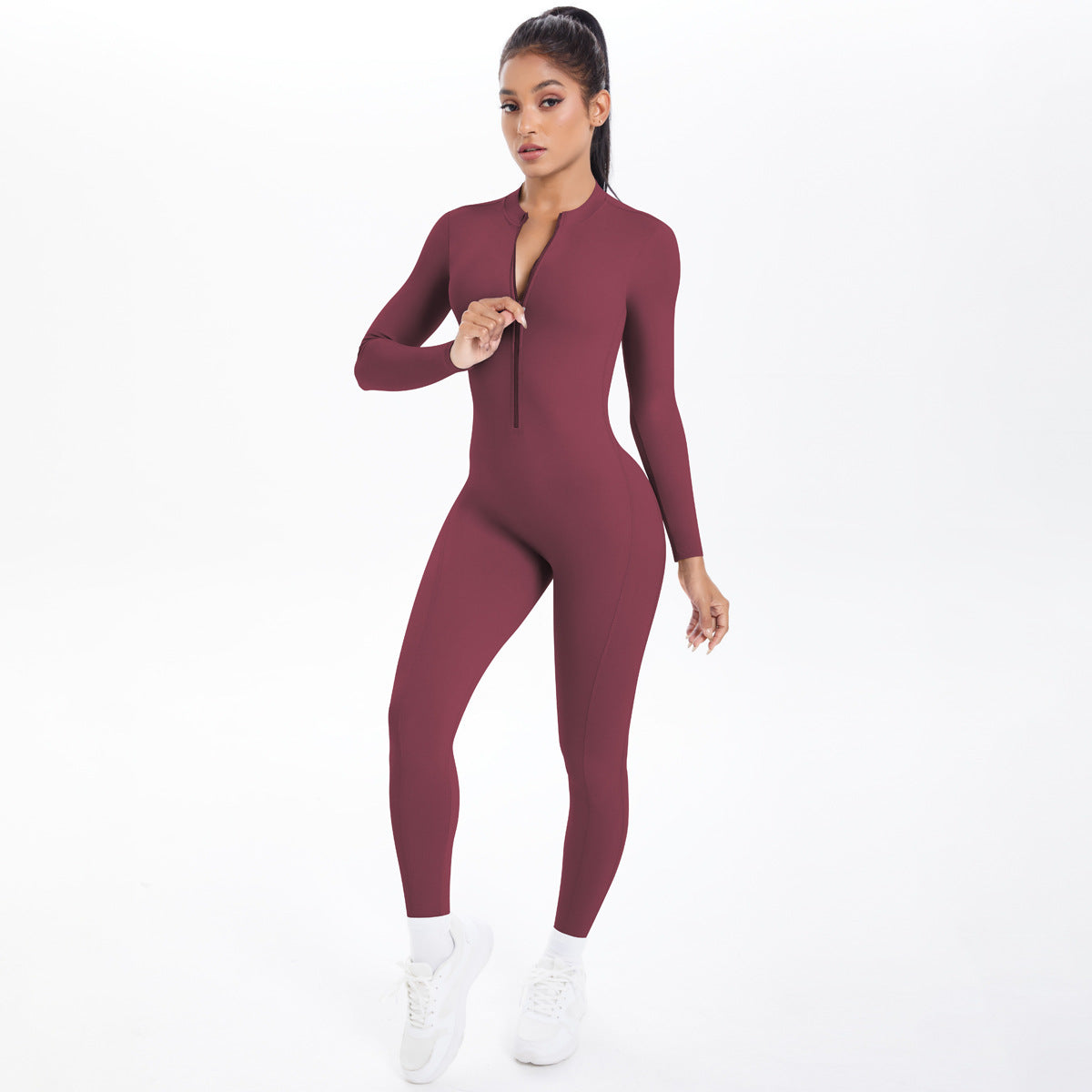 Half-Zip High Waist Yoga Jumpsuit