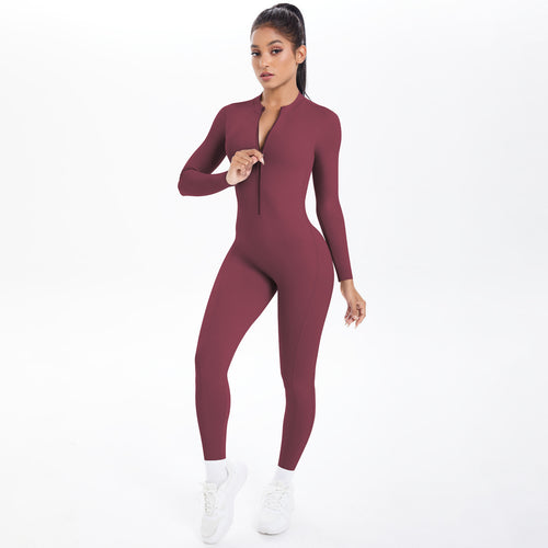 Half-Zip High Waist Yoga Jumpsuit