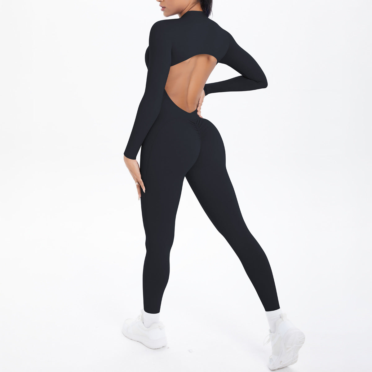 Half-Zip High Waist Yoga Jumpsuit