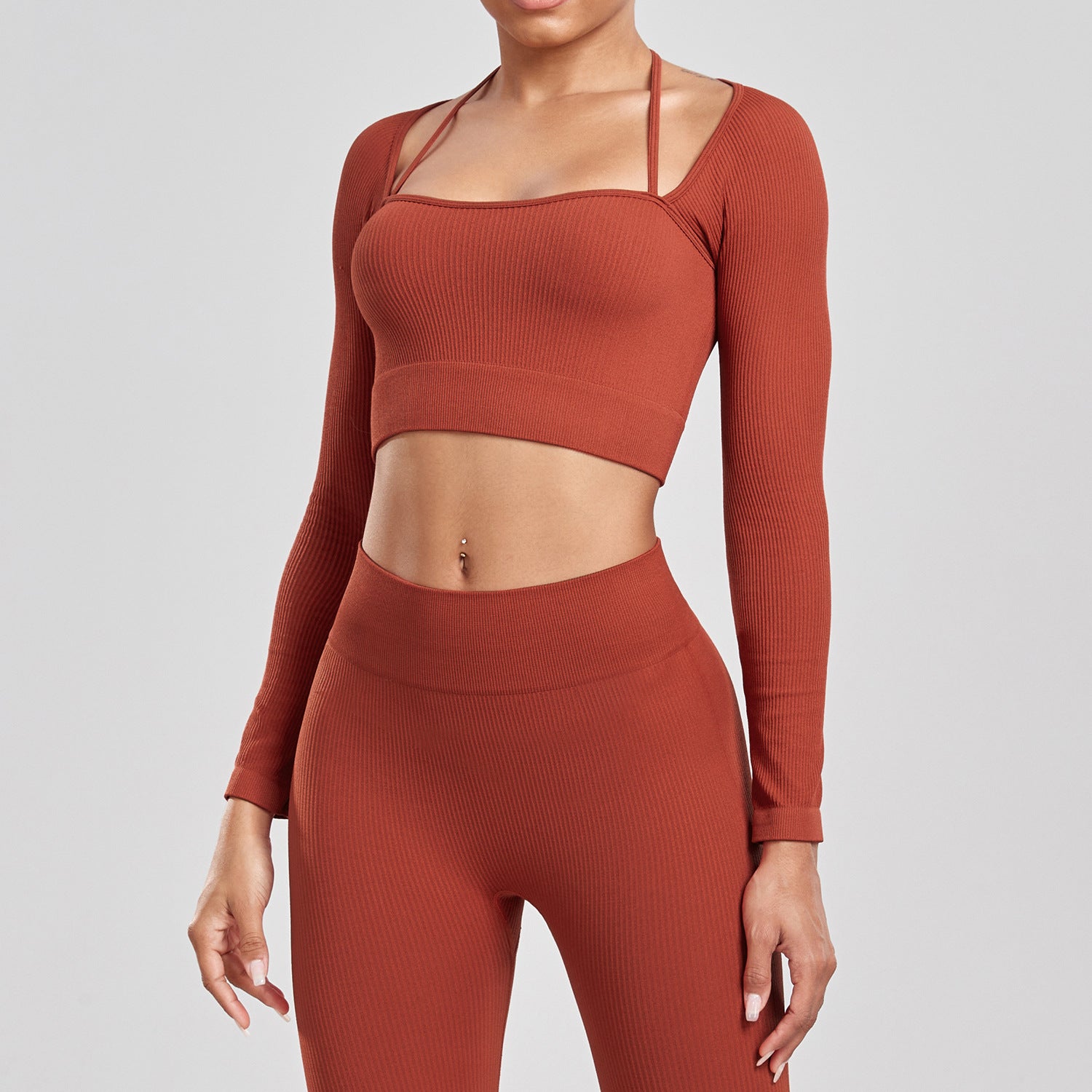 Seamless Ribbed Long Sleeve Yoga Top